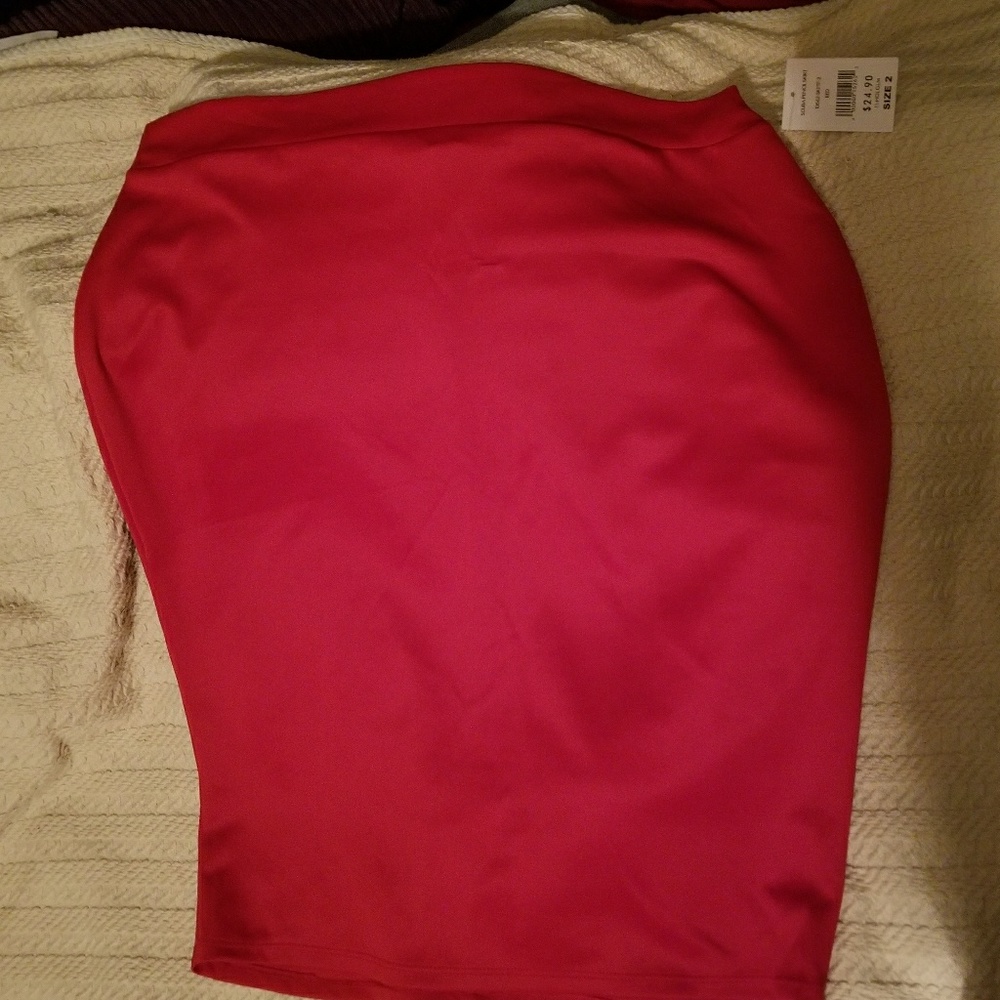 Red scuba pencil skirt